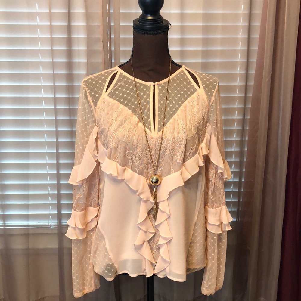 Peach blouse with lace